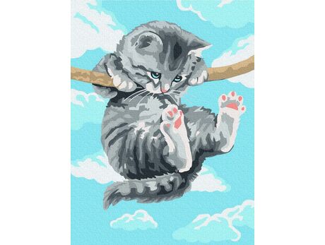 Kitten on a branch paint by numbers