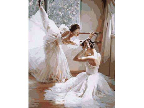 Ballet dancers paint by numbers