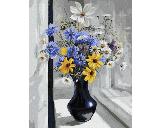 Bouquet on the window paint by numbers