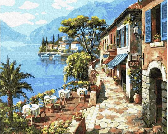 Cafe on the coast paint by numbers