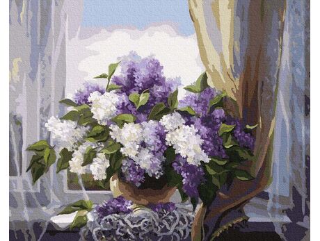 Lilacs on the window paint by numbers