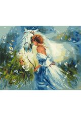 Beautiful girl with a horse 40x50cm