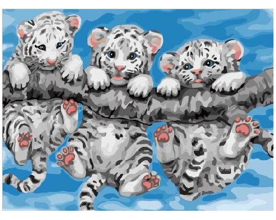 Tigers on the branch paint by numbers