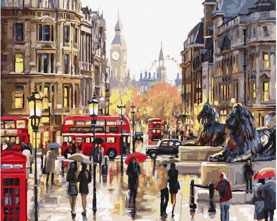 Bright colors of London paint by numbers