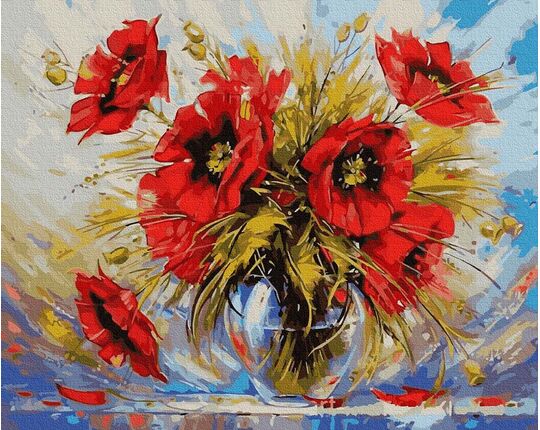 A bouquet of poppies paint by numbers