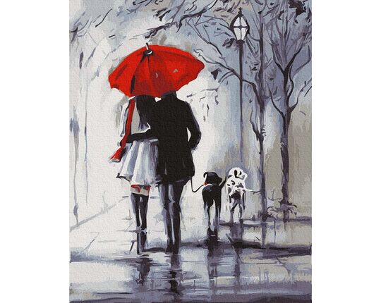 Walk under the red umbrella paint by numbers