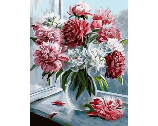 Peonies by the window paint by numbers