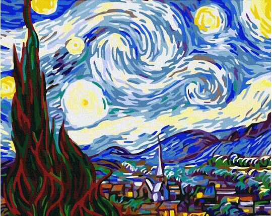 Starry night (Van Gogh) paint by numbers