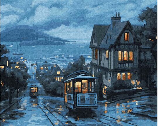Night tram paint by numbers