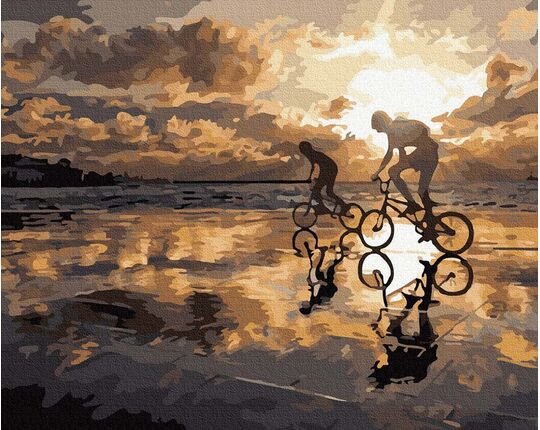 Cycling at sunset paint by numbers