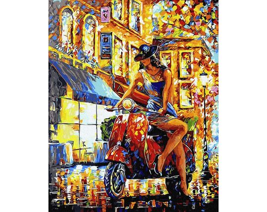 Girl on scooter paint by numbers