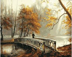 A bridge in an autumn park 40x50cm