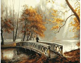 A bridge in an autumn park 40x50cm