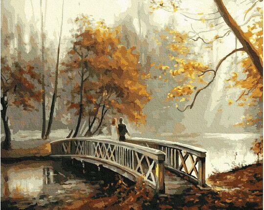 A bridge in an autumn park 40x50cm paint by numbers