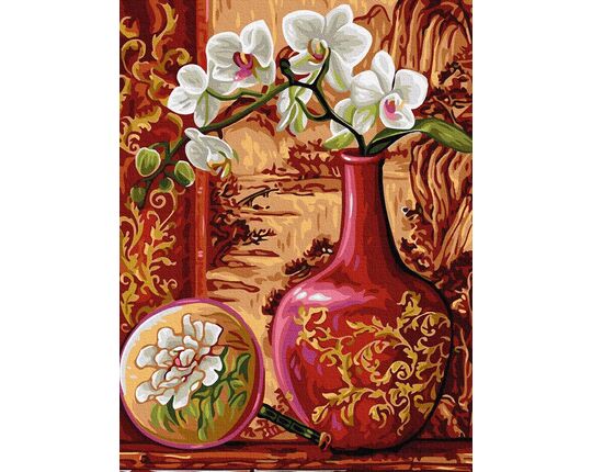 Orchid in a vase paint by numbers