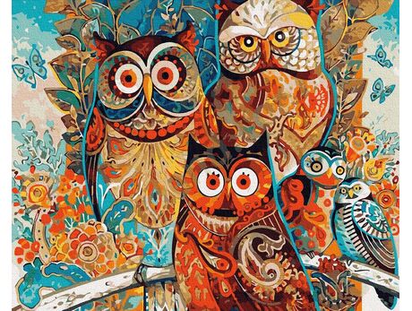 Owls paint by numbers