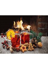 Mulled wine by the fireplace 50x65cm