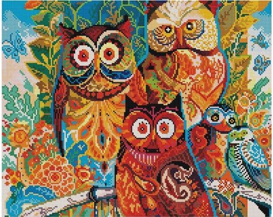 Colorful Owls diamond painting