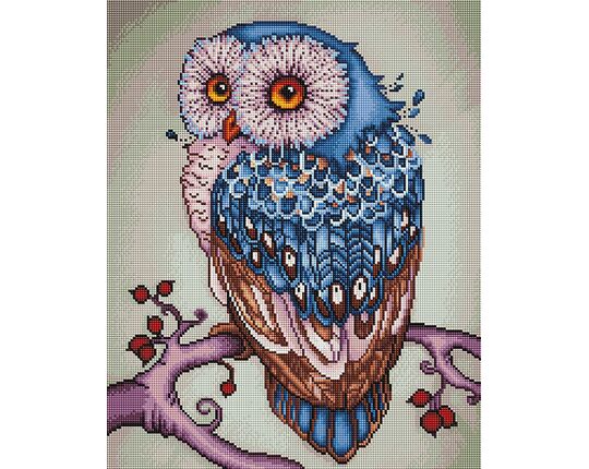 Owl on the branch diamond painting