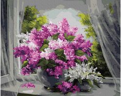 Bouquet of lilacs on the window 40x50cm