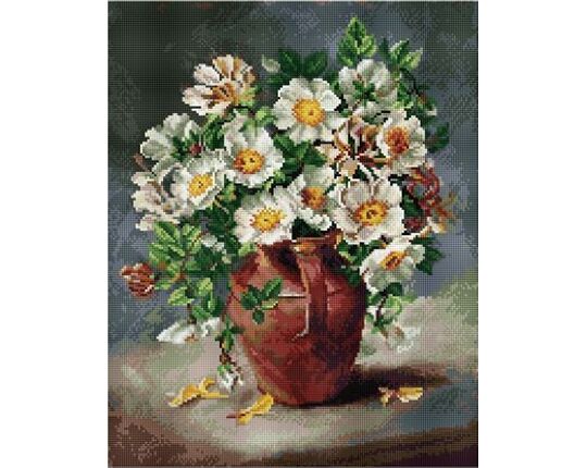 White flowers in a jug diamond painting