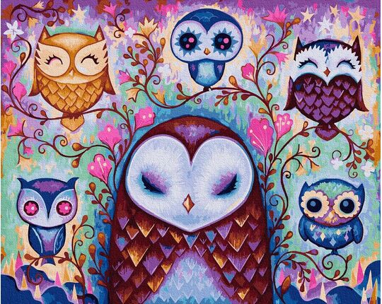 Fabulous owls paint by numbers