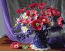 Bouquet in a blue vase paint by numbers