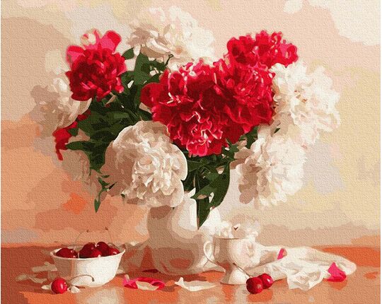 Peonies and Cherries paint by numbers