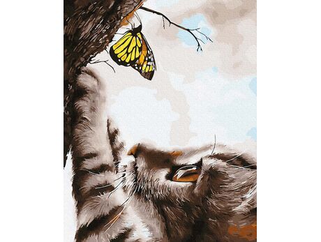 Kitten and butterfly paint by numbers