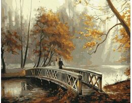 Bridge in an autumn park 50x65cm