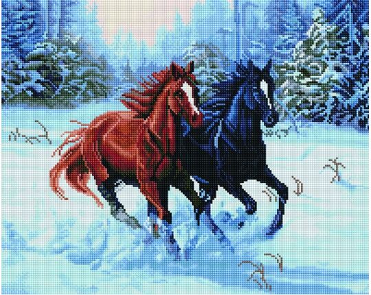 Horses at a gallop diamond painting