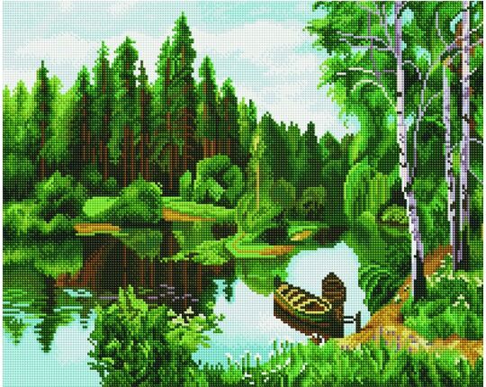 Forest lake diamond painting