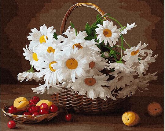 Basket of camomiles paint by numbers