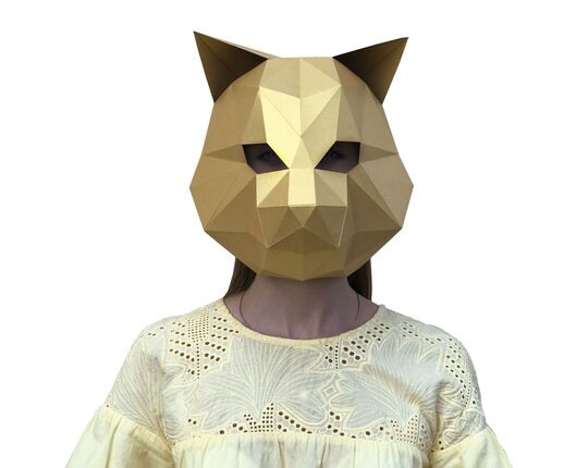 Cat mask (gold) papercraft 3d models