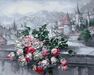 Roses and old town view paint by numbers