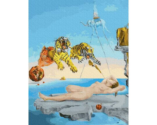 Salvador Dali. A dream caused by the  flight of a bee around a pomegranate. paint by numbers