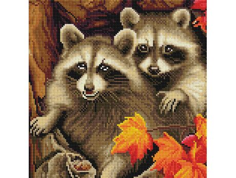 Lovely raccoons diamond painting