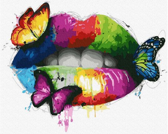 Colorful lips paint by numbers