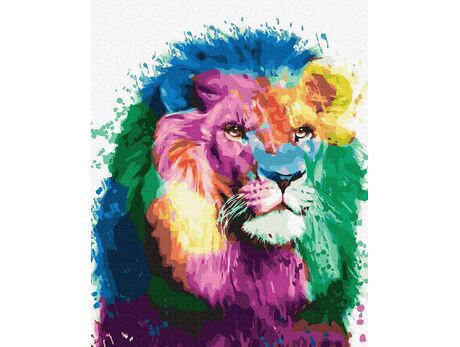 Colorful lion paint by numbers