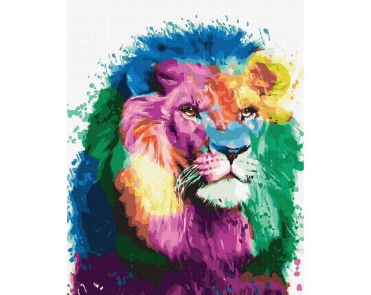 Colorful lion paint by numbers