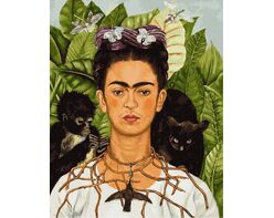 Frida Kahlo. Thorn necklace and hummingbird portrait