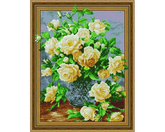 A bouquet of white roses diamond painting