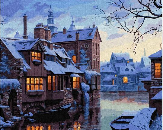 Winter evening in Bruges 50x65cm paint by numbers