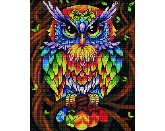 Rainbow owl diamond painting