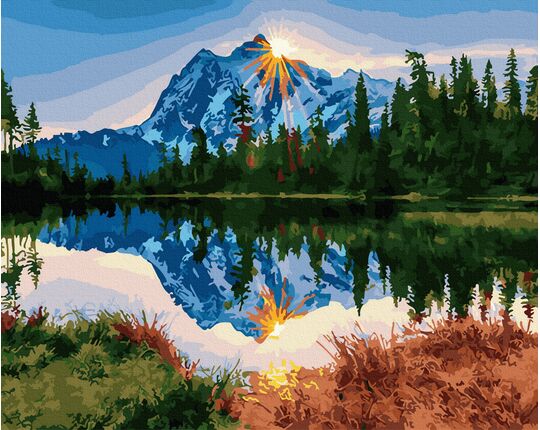 Sunset in the mountains paint by numbers