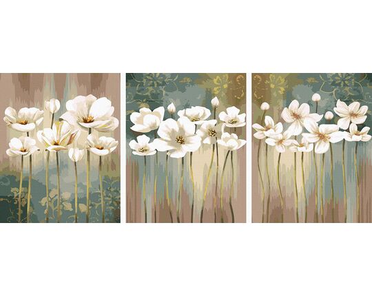 White flowers paint by numbers