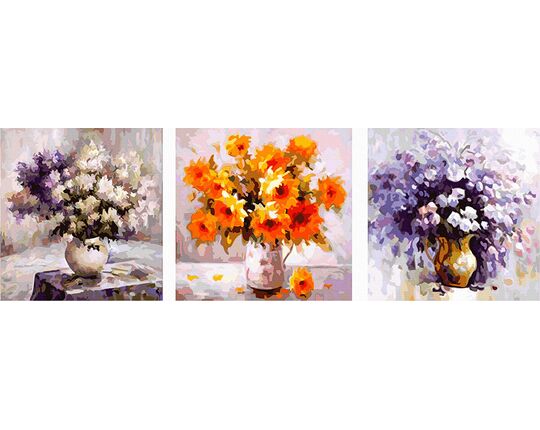Set of flowers paint by numbers