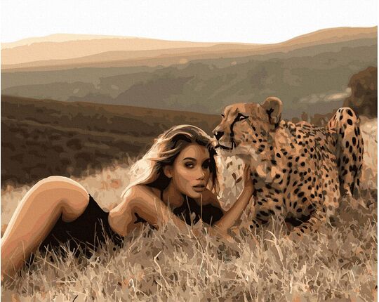 The woman and the cheetah paint by numbers