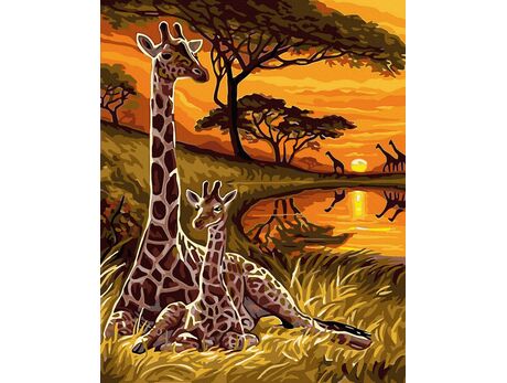 Giraffes in the Savannah paint by numbers