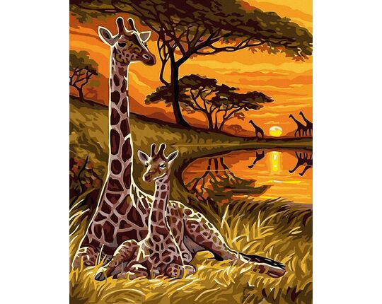 Giraffes in the Savannah paint by numbers